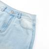 Mens Light Wash Distressed Jeans High Street Loose Straight Leg Cargo Pants With Pockets