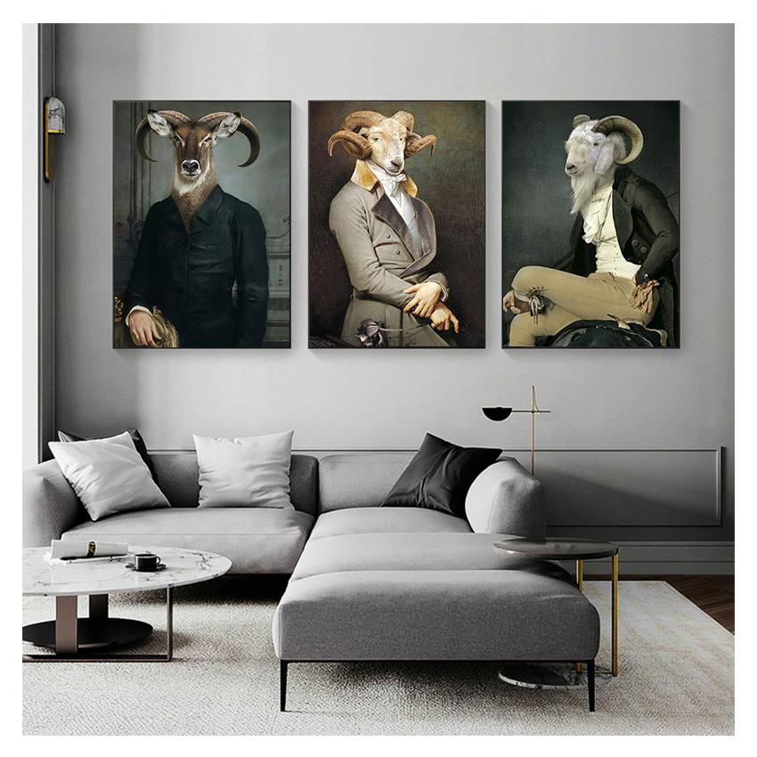 And Prints Earl of the Goat Canvas Paintings On The Wall Art Picture Wall Decoration Cuadro Nordic Retro Goat Canvas Art Posters