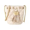 TB Fleming gesteppter Quastenanhänger geflochtene Kette Ledereimer Tasche Damen Umhängetasche Weiß 74853-122