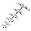 10Pieces Stainless Steel T-Turn 3 Way Fishing Connector Rolling Swivel Fishing Tackle Connector Luminous Beads Attract Fish