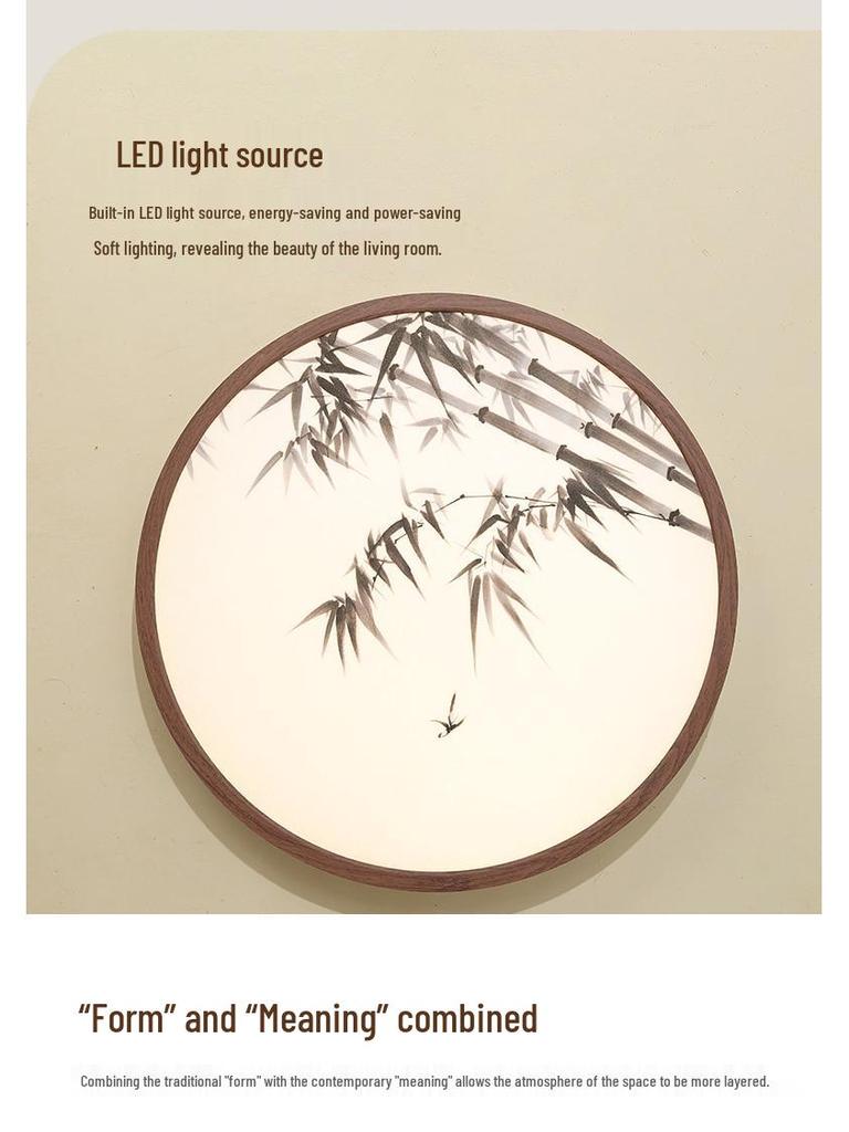 Zen-Inspired Ultra-Thin Bamboo Shadow Ceiling Light - Song Dynasty Aesthetic for Master Bedroom