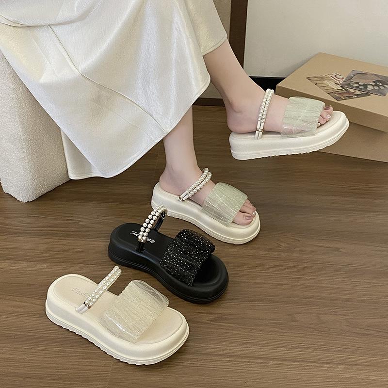 Stepping on Shit Hausschuhe Damen Sommerkleidung 2025 neue Internet-Promi-Sandalen Plattform vielseitige zweiteilige rutschfeste Sandalen