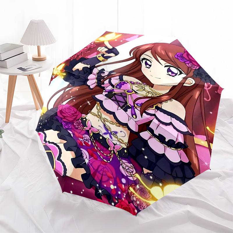 

1pc Love Live! Outdoor Umbrella - Automatic Open Close Umbrella with 8 Bone Iron Frame - Portable Tri-Fold Design for Fans, Travelers, Daily Use - Per