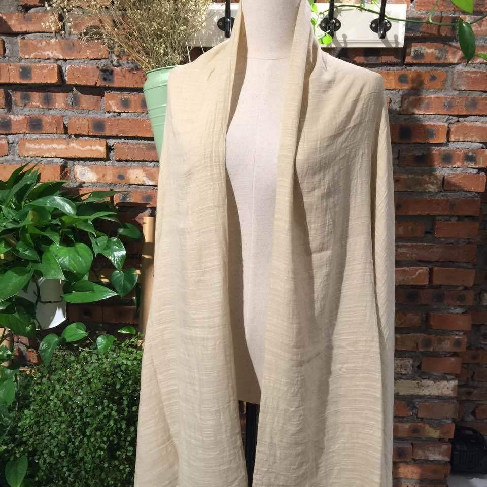 Linen Cotton Bamboo Joint Plain Scarf Solid Color Japanese Literary Women'S Yarn Oversized Warm Scarf