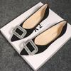 Fashion Large Size Flat Shoes for Women Spring Autumn New Fashion Rhinestone Shallow Mouth Boat Shoes Comfortable Pointed Luxury Shoes