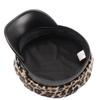 Leopard Beret Leather Lace Octagonal Hat Versatile, Premium Pu Military Hat Outdoor Wig Hat