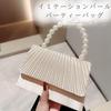Harujio Party Bag, Wedding Bag, Shoulder Bag, Handbag with Pearl Chain, Small Size, Formal Dress, Kimono, Hakama, Yukata, Silver, Gold, Black,