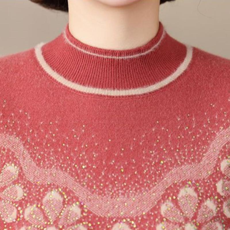 Women Winter Sweater High End Fashion Plush Tnicken Warm Knitted Pullover Middle-aged Women Elegant Jumper Femme Knitwear