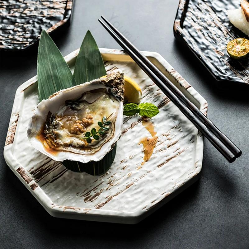 Kreativní vynikající keramické talíře Japonský styl Restaurace Mořské plody Sushi Jídelní talíř Domácí Odpolední čaj Dezert Ovocný talíř