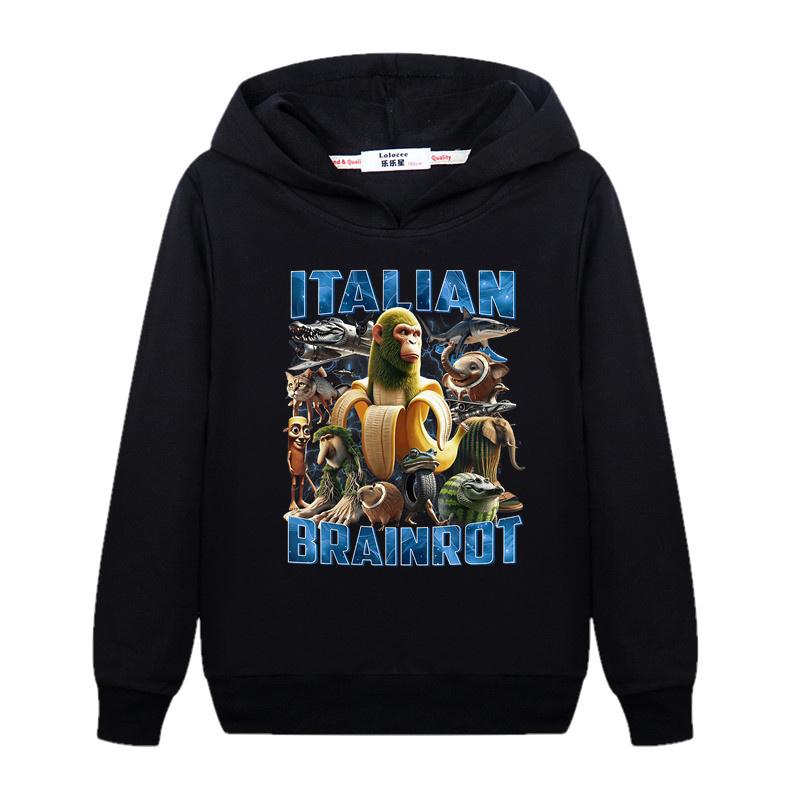 Italian Brainrot Shimpanzinni Bananini Hoodie for Boys Spring and Autumn Cotton Jacket Kids Sweatshirt