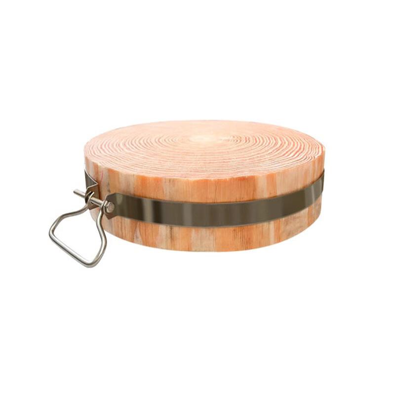 Solid Pine Wood Round Cutting Board with Steel Ring
