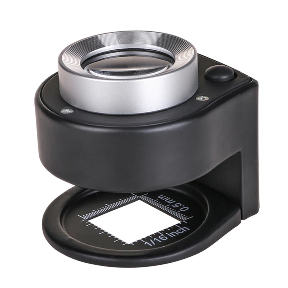 

30X Optical Glass Lens Magnifier 6 LED Full Metal Folding Linen Tester Loupe Magnifying Glass Thread Counter Magnifier чорний