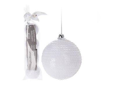 Set of 4 White Christmas Baubles 6 Cm Christmas Decorations Set