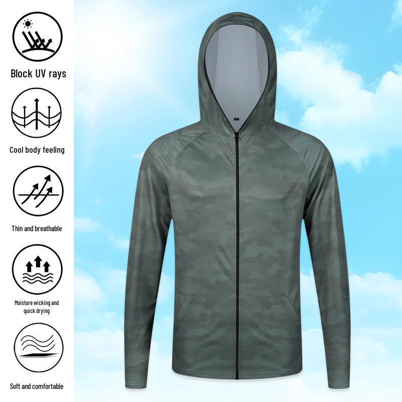Men's Lightweight Camouflage Ice Silk Sun Protection Suit for Outdoor Fishing - Breathable & Anti-Mosquito