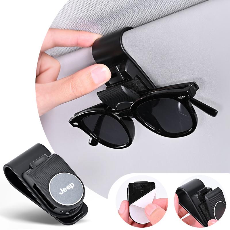 Car Holder Multi-functional Storage Sunshade Glasses Clip For Jeep Renegade Compass Grand Cherokee Wrangler Gladiator Keychain ALZ1
