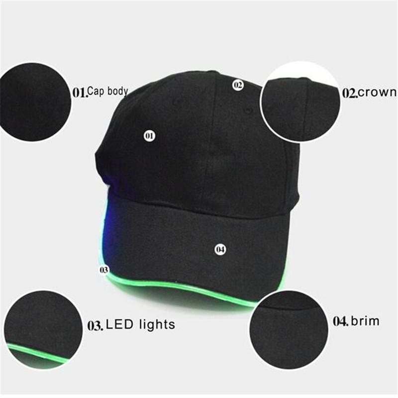 Fashion LED Lighted up Hat Men Women Dance Baseball Hat Luminous Club Night Party Hip-Hop Solid Novelty Chic Decorative Lighting