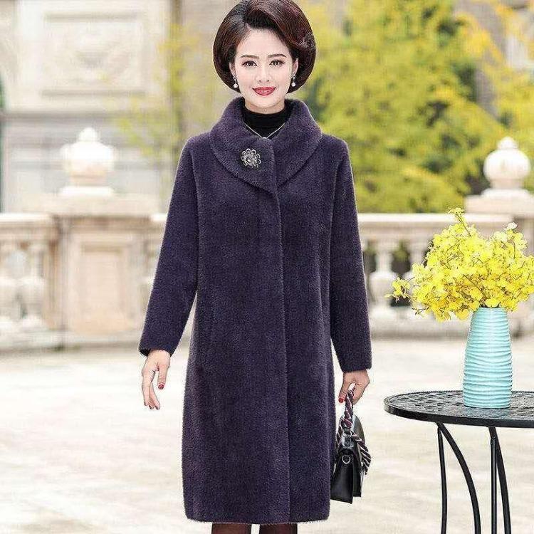 Warm Winter Faux Fur Coat Long Loose Overcoat Women Lapel Jacket Female Thick