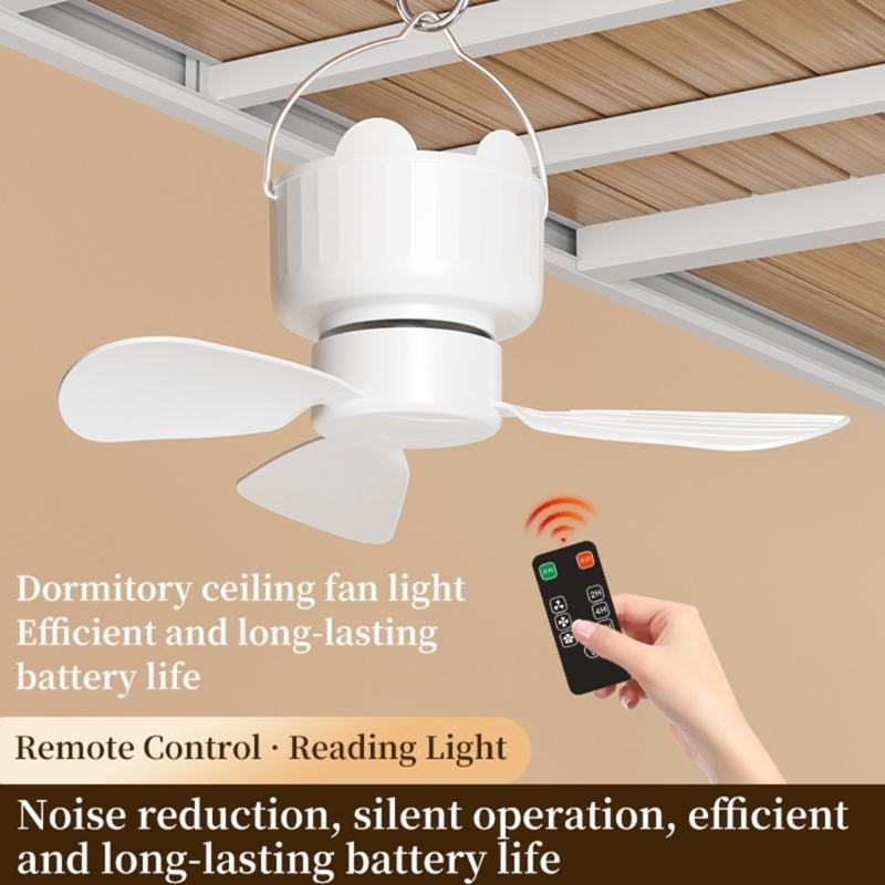 Compactly DC5V Hanging Fan Remote Operated 3Wind Gears Ceiling Fan Quiet Cooling For Home Camping Bed Tent Space