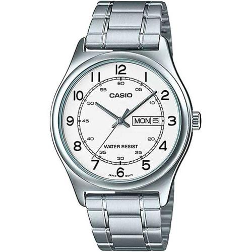 

Casio MTP-V006D-7B2 Men s Stainless Steel Easy Reader White Dial Day Date Analog Dress Watch