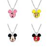 Vintage Mickey Minnie Cartoon Stijl Ketting Met Retro Edelsteen Hanger Voor Unieke Mode