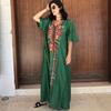 Women's Embroidered Rayon Beach Cover-Up Robe: Sun Protection for Seaside Vacations & Bikini Swimsuit Outerwear