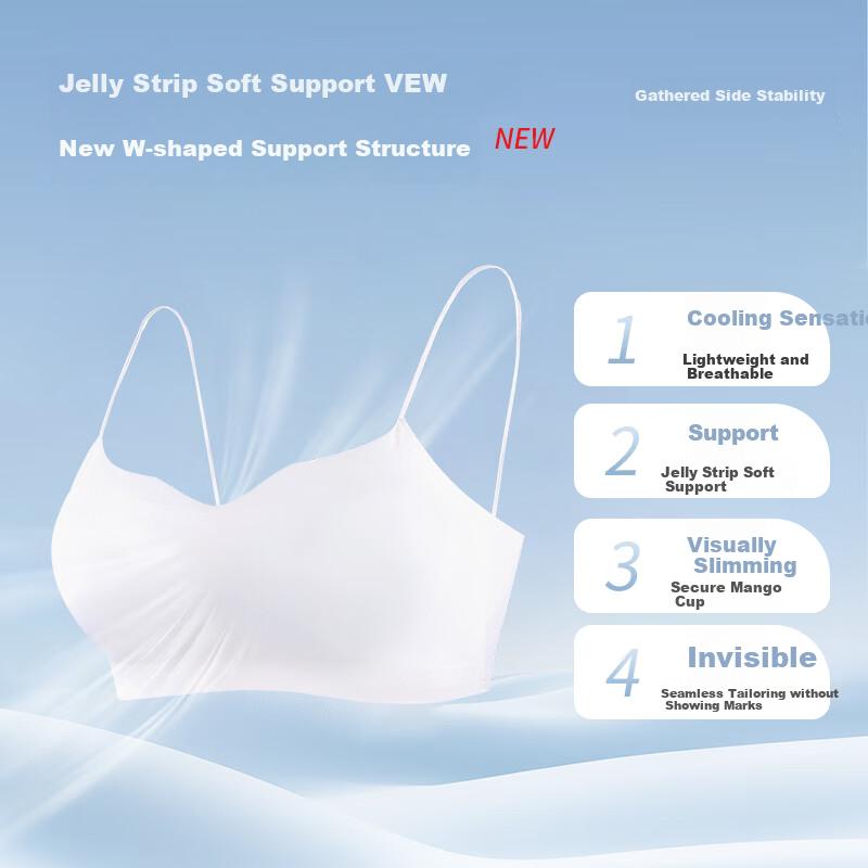 MIIOW 2-Piece Set Beautiful Back Bra for Women, Push-Up Bra for Small Breasts, Seamless Wireless Camisole Bra, One-Piece Bra M