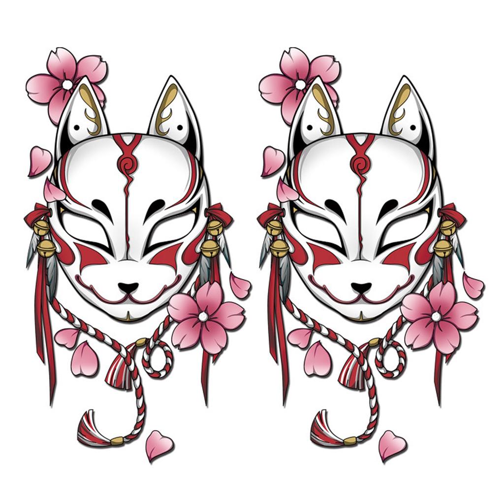 HAMILO Fox Sticker Car Motorcycle Helmet Japanese Style Decal Approx. 3.1 X 5.9 Inches
