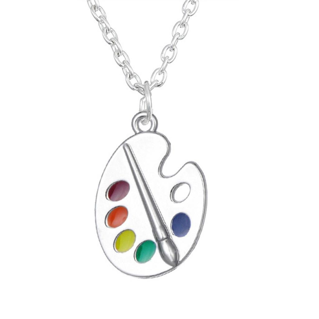 Novelty Fun Art Paint Palette Necklace and Hook Earrings Set for Friends Party