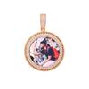 Trendy Hip Hop Round Photo Pendant Necklace with Copper and Zircon Inlays - Customizable