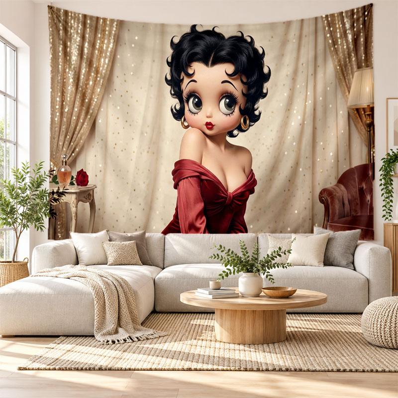Betty Boop Wall Tapestry Home Decor Hanging Cloth Art Background Tapestry for Bedroom