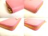 Authentic PRADA Pink Saffiano Triang Leather Round Zip Long Wallet #9968  Open Box