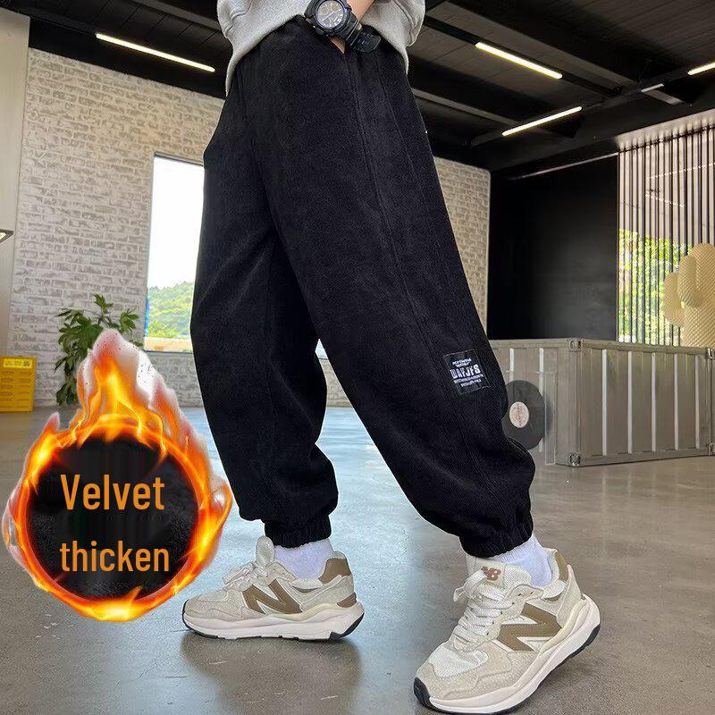 Boys' Fleece-Lined Casual Pants for Autumn/Winter 2025 - Sports Style