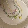 Versatile Mori candy color love beaded necklace female cute girl wind sweet temperament collarbone chain new
