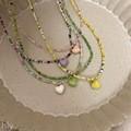Versatile Mori candy color love beaded necklace female cute girl wind sweet temperament collarbone chain new