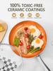LMETJMA 8 10 12inch Copper Non Stick Frying Pan With Lid Scratch Resistant Ceramic Coating Skillet Egg Pan Cooking Omelet Pan