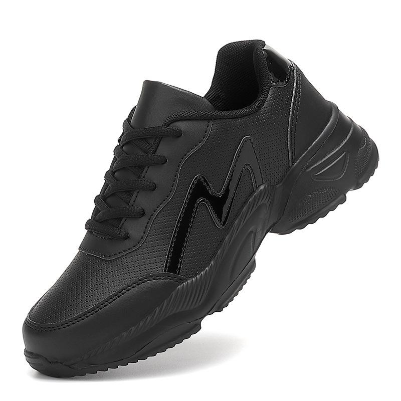 Frühling Herbst Leder Gesicht Schuhe Schwarz Wasserdicht und Rutschfest Sport und Freizeit Schuhe