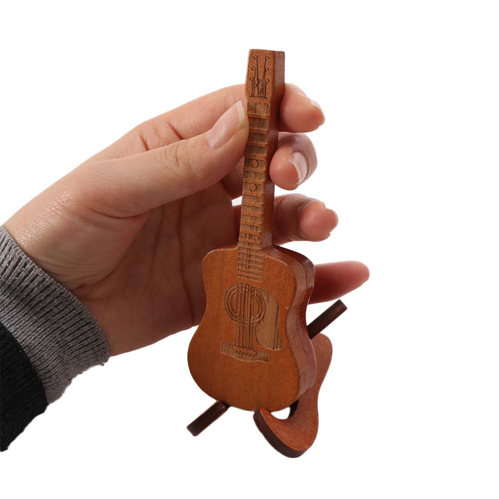 Guitar Shape Guitar Picks Storage Wooden Material Guitar Pick Holder Guitarist Organization