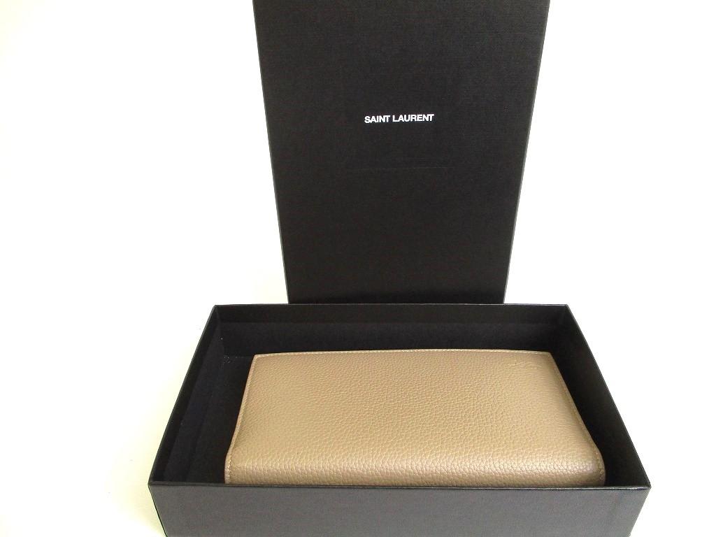 Authentic Saint Laurent Paris YSL Motif Light Brown Leather Flap Wallet Cassandre #9645  Refurbished