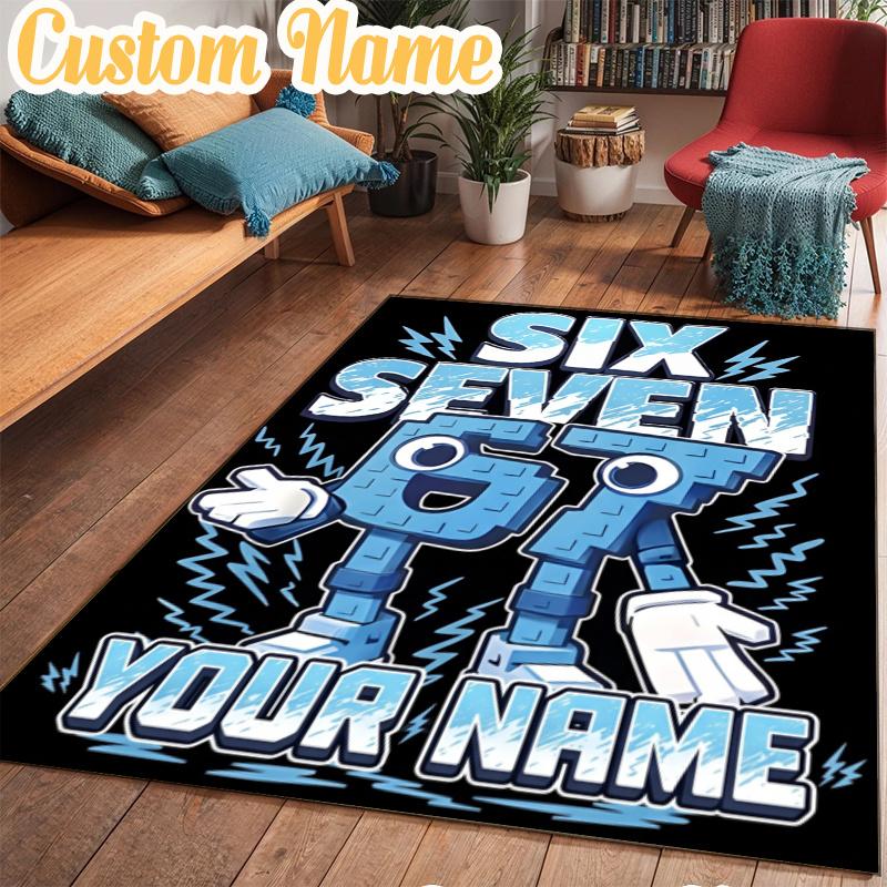 Custom Name Space Adventure Six Seven Rug Office Rug, Indoor Rug, Chair Rug, Living Rooms, Doormat Game Rug Home Decor Birthday Christmas Gifts