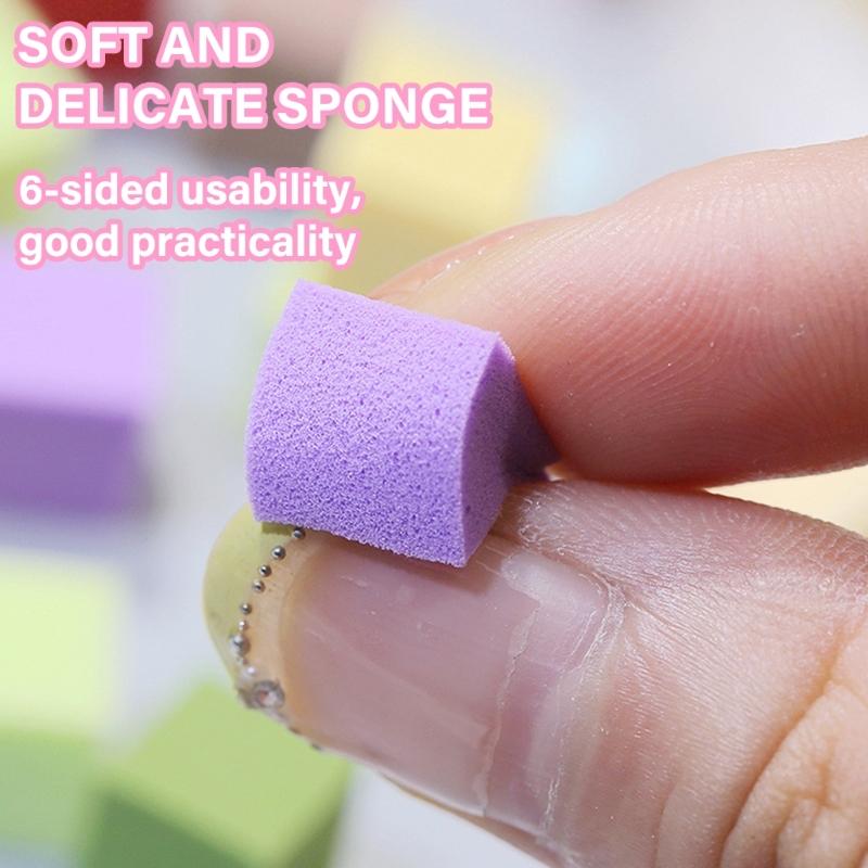 100Pcs Nail Sponges for Gradient Soft Nail Art Sponges with Grabbing Pen Gradient Nail Brush for Nails Art Designs
