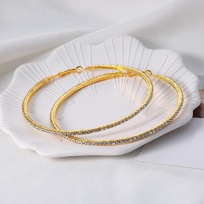 Gold Oversize Hoop Earrings Chic Plating Alloy Circle Earrings Statement Geometric Jewelry for Women