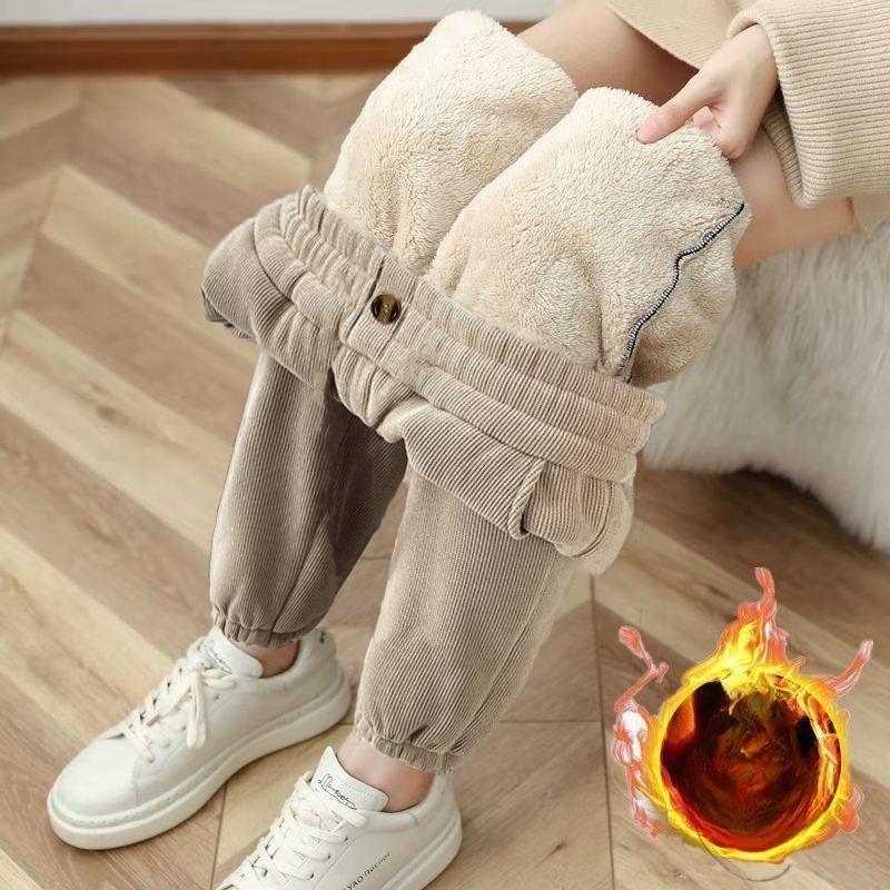 Fleece Pants Women Students Thick Sweatpants Chenille Casual Winter Cuffed Loose Fit Warm Trousers