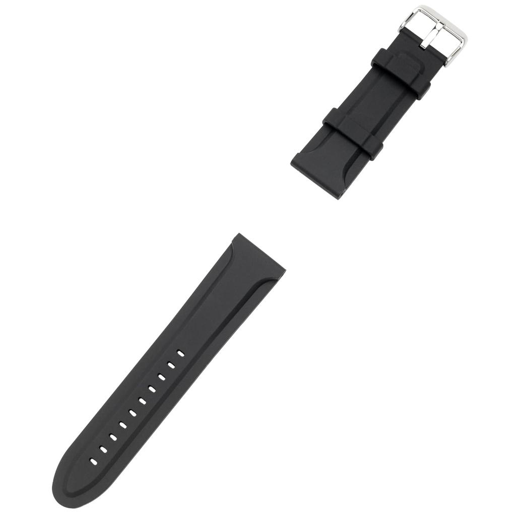 Watch Strap 24mm Silicone Resin Strap Easy Installation Tool Included Black [Clefer] SI-16