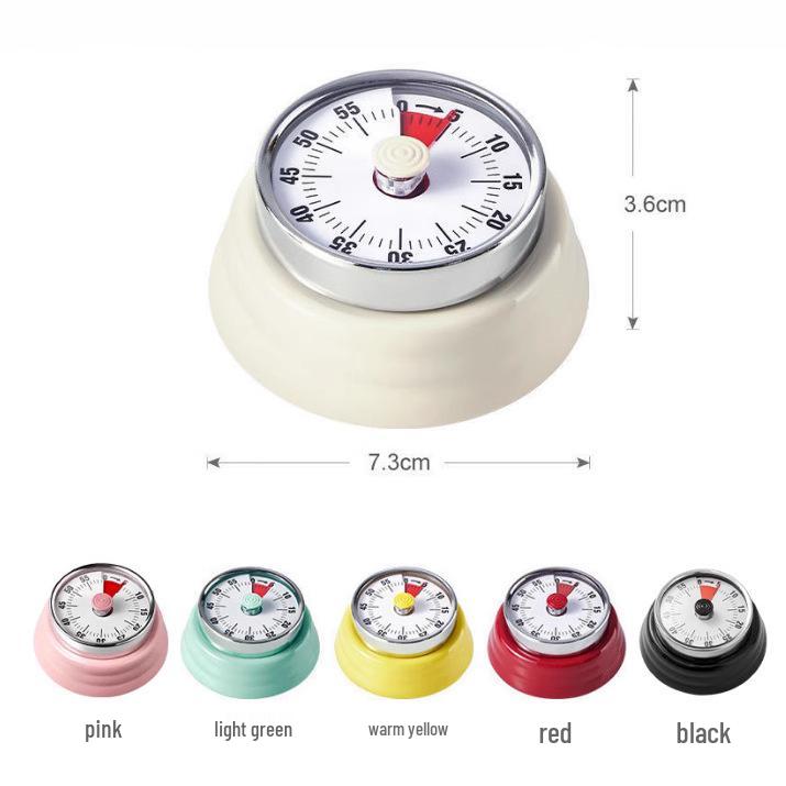 Japanese Style Stainless Steel Mechanical Kitchen Timer with Alarm for Students
