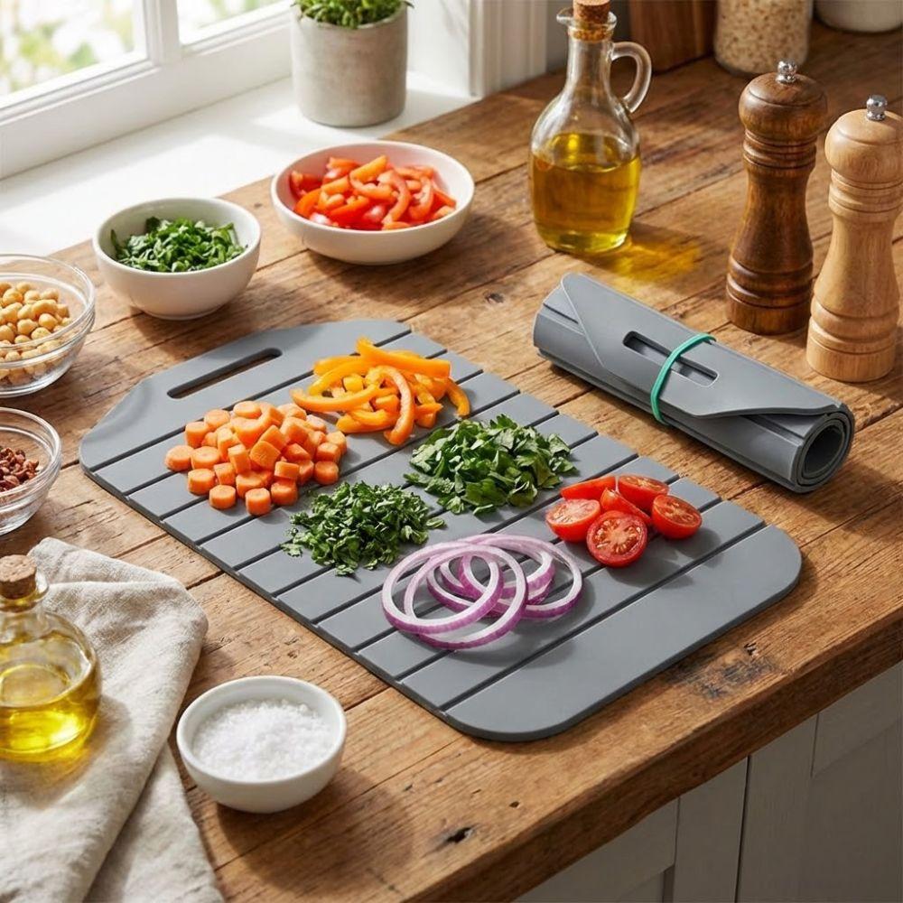 Flexible Kitchen Chopping Mat Non-Stick Silicone Cut Board Food Prep Tool  Camping Trips