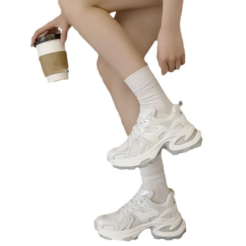 Zhao Ruth silberne Dad-Schuhe mit dicker Sohle Damen Sommer atmungsaktiv vielseitig Campus-Stil lässige Sportschuhe