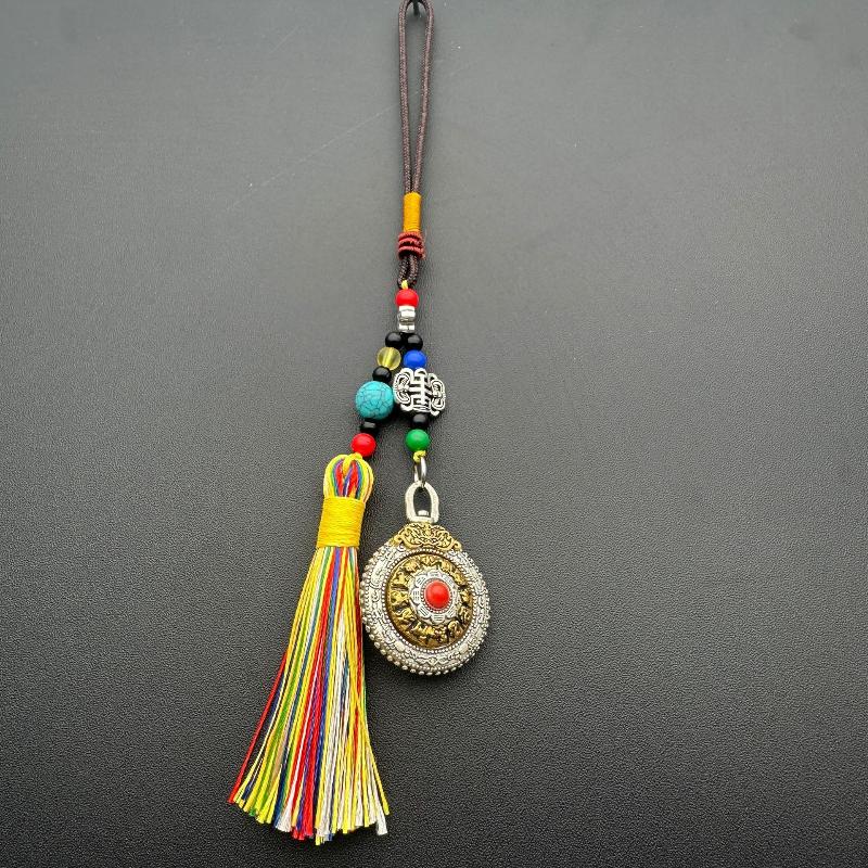 Retro Creative Style Alloy Car Tassel Hanging Ornament Ethnic Style Tourist Spot Gift Keychain Jewelry Accessory