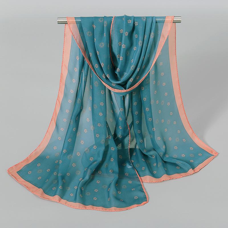 Luxury Chiffon Silk Scarf Spring Summer Scarf Women Head Scarf Beach Shawls Bandana Headband Muslim Hijabs Black Scarf/Scarves