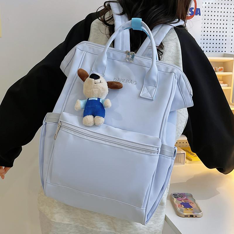 Casual Nylon Student Backpack With Embroidery And Air Cushion Straps For Middle School Girls And Boys