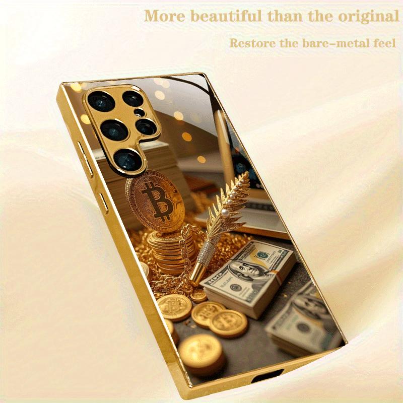 Pozlacený nový obal na telefon pro Samsung Galaxy S26 Ultra S25 Plus S24 S23 S22 fe tvrzené sklo Umělecké texturované vzory